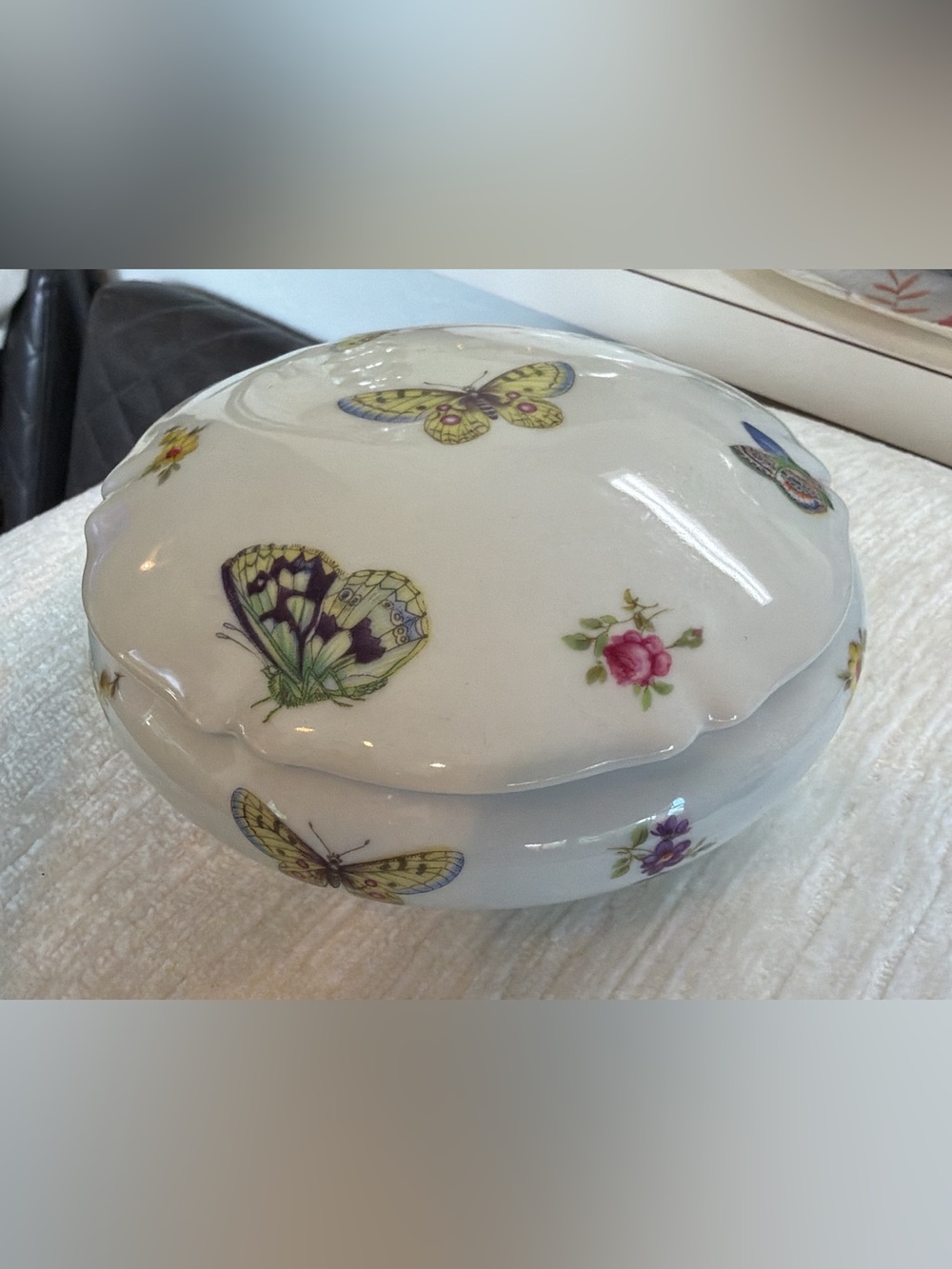 Limoges France Vintage Butterfly White Porcelain Trinket Vanity Dish